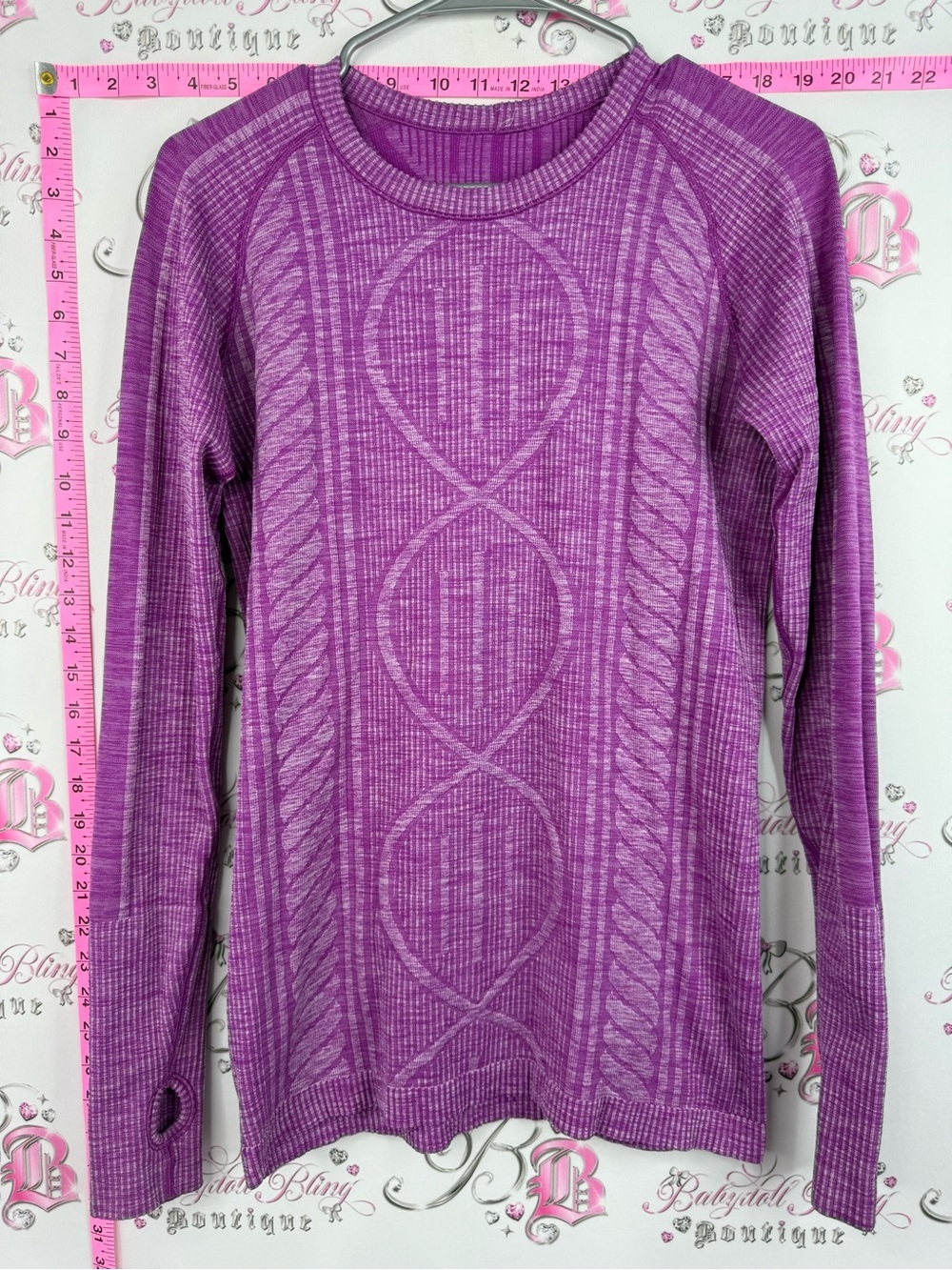 lululemon athletica shirt rare Purple Cable-Knit Long Sleeve Tee